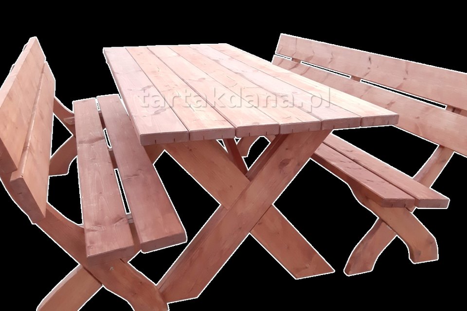 Stół i ławki ogrodowe z impregnowanego drewna