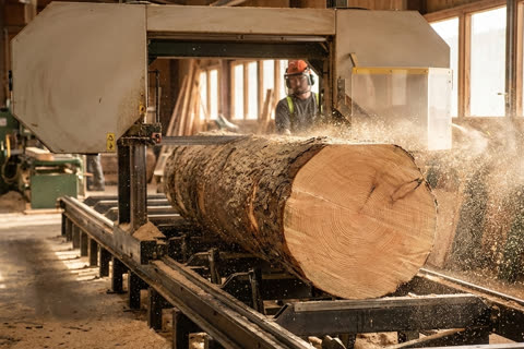 Usługowe przecieranie drewna na pile taśmowej